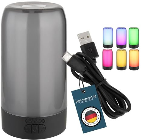 bmf-versand® Tischlampe Kabellos mit Akku und Bluetooth Lautsprecher - Tischleuchte für Innen Akku RGB Farbwechsel App Steuerung - Musikbox LED Aufladbar - Smart Light-System