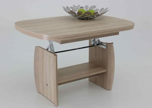 möbelando Couchtisch >Kirk< in Sonoma Eiche - 95x95x51,2x58,6cm (LxBxHxT)