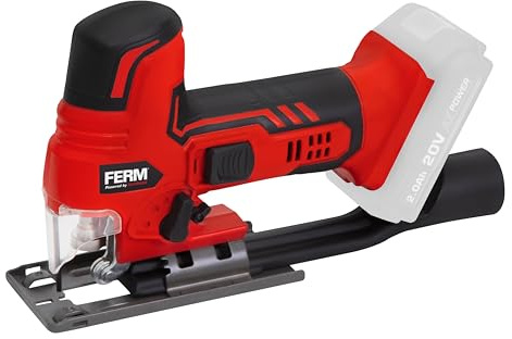 FERM AX-POWER Kabellose Stichsäge - 20V Li-Ion - Kompakt und Leistungsstark - Inklusive Sägeblätter - Variable Geschwindigkeit - Staubblasfunktion - Schnellwechselsystem