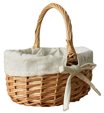 Easter Hamper for Kids, Wicker Basket With Handle, Small Storage Basket, Fruit Picnic Egg Woven, Flower Girl