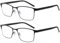 SKYWAY 2 Pack Lesebrillen Herren Metallrahmen Blaulichtblockierende Federscharnieren Computer Lesebrille für Herren Anti-Ermüdung/Blendung/UV (+2.0 dioptrien,Schwarz)