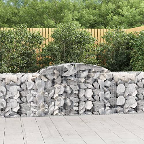 Homgoday Arched Gabion Baskets 25 pcs 300x50x80/100 cm Galvanised Iron, Gabion Basket Cage, Mesh Wire Stone Basket, Outdoor Spiral Retaining Wall, Garden Planter Gabion Raised Bed