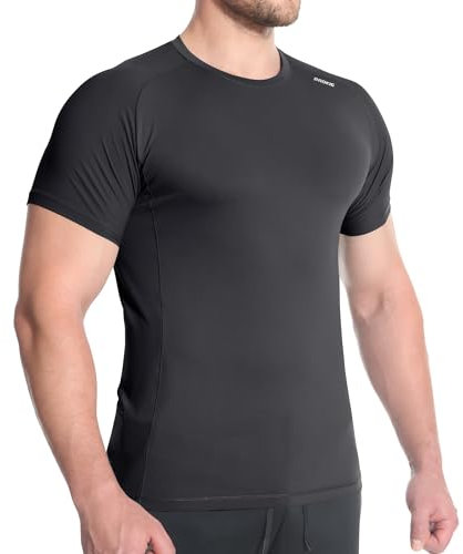 BROKIG Mens Iciness Gym T Shirts, Muscle Fit Running Tops Active Wear Football Sports Quick Dry Tee Shirt Short Sleeve (Medium, Black)