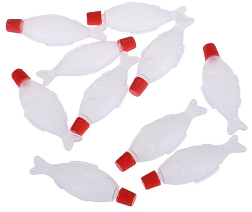 QCVENL 10 Pcs Soy Sauce Bottles Soy Sauce Container Sushi Tools Fish-Shaped Sauce Bottles Bento Bottles Seasoning Containers for Sushi Sashimi Salads Fish, 4ml