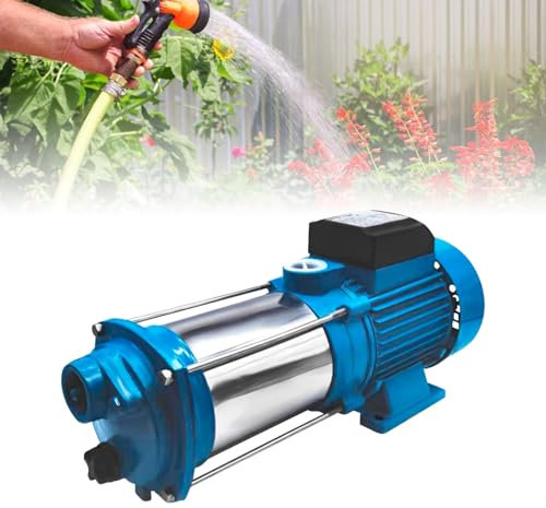 Kreiselpumpe Hauswasserwerk Gartenpumpe Pumpensteuerung Edelstahlpumpe Wasserpumpe für Hauswasserwerke IP 44 (1300W 96M)