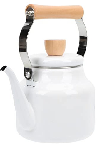 CAFIEDR Emaillierter Wasserkocher, 1,5 l, zum Heizen, zum Aufkochen von Kaffee und Tee auf dem Herd, für Induktionsherde und Gasherde (Argento, wie abgebildet)