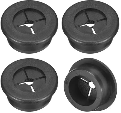 QUARKZMAN 4 Piezas Pasacables de Goma 1 Pulgada (25mm) Pasacables de Escritorio Flexibles Cubierta de Agujero de Cable para Organizador de Cables de Computadora de Oficina Negro