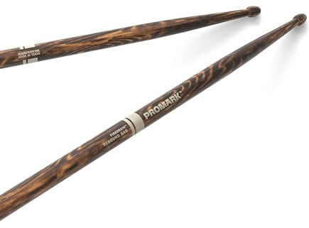 ProMark FireGrain Hickory Rebound 5AB Drumsticks - Durabilité améliorée pour une batterie intense - Pointe en bois de gland - Conception équilibrée - 1 Paire