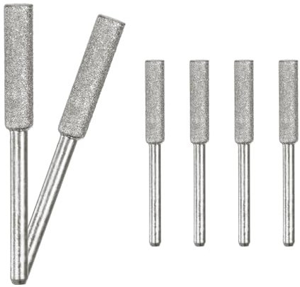 M METERXITY 6-Pack 3/16 Inch Titanium Plated Diamond Chainsaw Sharpener, High Hardness Grinding Stone Chainsaw Sharpening Kit for Electric Chainsaw Sharpener/Stone Carvings [3mm Silver]