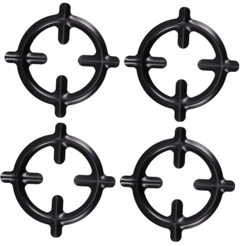Angoily 4 PCS Hob Gas Range Gas Stove Plate Wok Support Rings Cooktop Burner Gas Stove Ring Reducer Coffee Pot Stove Wok Rack for Gas Stove Gas Burner Ring Reducer Gas Reducer Iron Black, Wok Ring