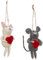 2 Stück Mäuse Filzanhänger 11cm Christbaumschmuck Geschenkanhänger Dekoanhänger Weihnachtsschmuck