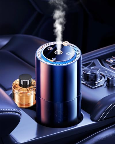 2025 Auto Lufterfrischer mit 150ml Parfüms (Cologne), Auto Elektrischer Duft, Ultraschall-Zerstäuber, Intelligente 3 Modi, Auto EIN-/AUS, Eingebauter Akku, Auto Aroma Diffusor Hält 6 Monate YB-190