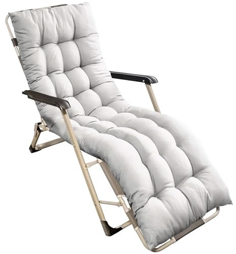 Gartenstuhlauflagen Hochlehner, Extra Dicke Hochlehner Auflage 125x48 x8 cm, Stuhlauflagen Hochlehner für Innen und Außen, Ideale Polsterauflagen für Hochlehner Gartenstühle und Gartenmöbel (Grau)