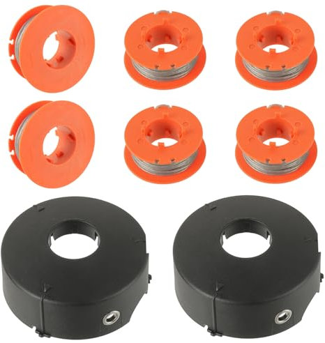 JAMHER F016800175 Bobina de Repuesto 1,6mm x 8M para Bosch Art 23 26 30 Combitrim Easytrim Cortacésped con Cubierta F016L71088 (6 Carretes, 2 Cubierta)