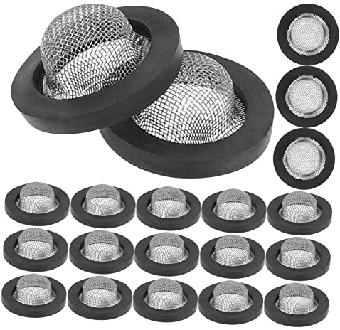 30 Stück, Schlauchfilter Unterlegscheiben mit Sieb, Schwarz | Gummi und Edelstahl, Einlassschlauchkupplung mit Sieb, Schlauch Verbinder, Hotels