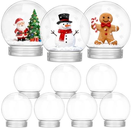 VICASKY 10 stück 270 ml DIY-schneekugel aus durchsichtigem Kunststoff befüllbare süßigkeitenflasche leeres Glas mit abschraubbarem Verschluss für DIY-bastelarbeiten klare schneekugeln zum
