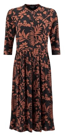 Weird Fish Hellen Printed Crepe Viscose Shirt Dress Bitter Chocolate Size 12