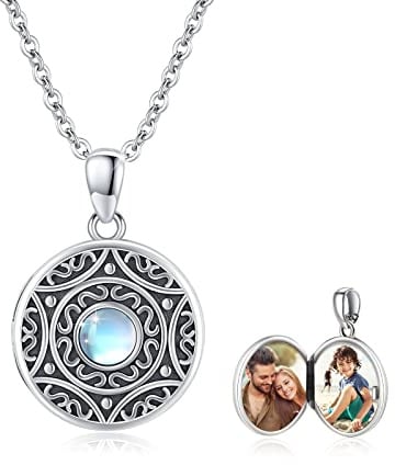 REDSUN Herz Medaillon Halskette 925 Sterling Silber Schmetterling Foto Kette Kristall Blau/Rosa/Rosenrot Amulett für Damen Fotos Personalisierte Anhänger Geschenke für Freundin Frau Mutter