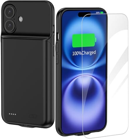 YISHDA 13800mAh Battery Case for iPhone 15 Pro Max (6.7 inch) - Portable Protective Charging Case, Rechargeable Extended Battery Pack with Built-in Charger, Screen Protector Included Black