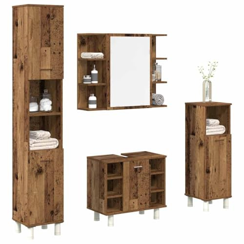 Refined 4-TLG. Badmöbel-Set Altholz-Optik Holzwerkstoff