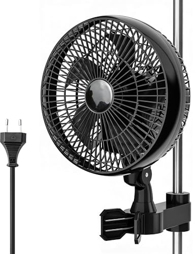 Pengrity Grow Ventilator Oszillierend 25W, Clip Ventilator Oszillierend, 2 Geschwindigkeitsstufen, 22 cm Durchmesser, Clip Fan für Growbox Growzelt