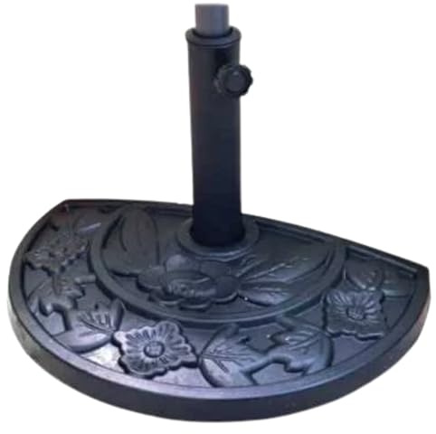 EffeDecor Base per Ombrellone a Parete Mezzaluna in Resina e Acciaio Nero Canotto in Acciaio Ideale per Patio,Giardino,Balcone,Terrazzo 50x30x33 cm