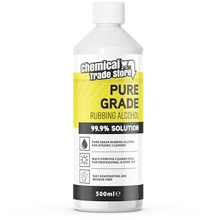 Chemical Trade Store - Rubbing Alcohol 99.9%, 500ml - High Purity Isopropyl Alcohol for Hygienic Surface Cleaning, Care Homes, Household Cleaning, Glass, Mirrors, Bathrooms, Kitchens & Hard Surfaces