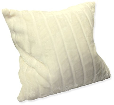 Haus und Deko Cashmere Kissenbezug 40x40 cm Kissen Flanell Kissenhülle flauschig weich Nerz-Fell-Optik Uni Creme gestreift Uni
