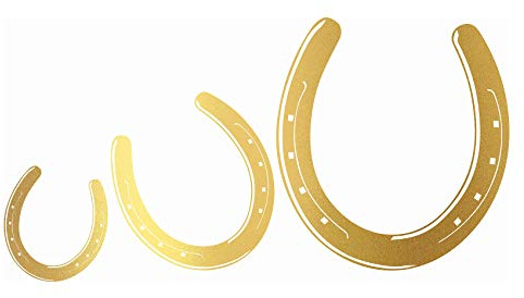 Hufeisen 3er Set Pferd Pony Aufkleber Sticker für Auto Autoaufkleber Dekor Huf Eisen Pferde Folie (K040 Gold)
