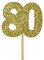 Anniversary House 12 Pcs Gold Glitter 80th Birthday Cake Toppers, 3.8 x 4.5cm Cupcake Toppers, Paper, Birthday Cake Decorations, J068