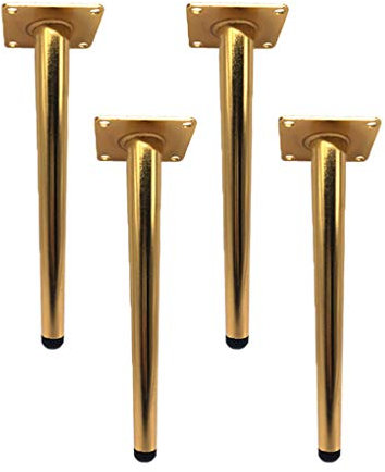 Lot de 4 Pieds de Meubles Acier Inoxydable Dorée Tube Droit en Métal Meubles Jambes Pattes de Meuble pour les Armoires,Meubles TV,Tiroirs,Table de Chevet,Canapé,Lit Mobilier Remplacement(20cm)