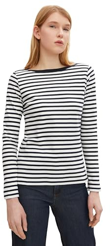 TOM TAILOR Denim Damen Longsleeve mit Streifen aus Bio-Baumwolle