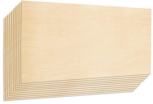 Craftiff - Tabla de madera contrachapada, grado A, 55,88 x 30,48 cm, 1,5 mm de grosor, 10 unidades sin terminar para manualidades