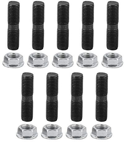 Kit de goujons Turbo, M10x1.25 goujons Turbo haute résistance boulon à tête de verrouillage écrous de bride Kit de vis accessoire de véhicule de voiture adapté pour DSM 1G EVO 1-10 Turbos (9 pièces)