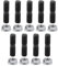 Kit de goujons Turbo, M10x1.25 goujons Turbo haute résistance boulon à tête de verrouillage écrous de bride Kit de vis accessoire de véhicule de voiture adapté pour DSM 1G EVO 1-10 Turbos (9 pièces)