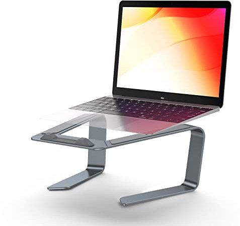 Bewahly Laptop Ständer, Ergonomisch Notebook Ständer, Aluminium Belüfteter Laptop Halterung, Halter, Stand Kompatibel mit MacBook Pro/Air, Huawei MateBook, Dell, HP, Lenovo, 10~15,6 Laptops (Grau)