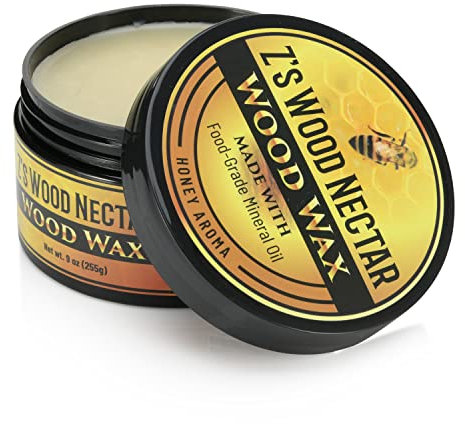 Z's Wood Nectar Wood Wax-Cutting Boards, Butcher Blocks, Counter Tops and more (9oz), Made with Food-Grade Mineral Oil, Beeswax, & Carnauba Wax - Sent- Unscented