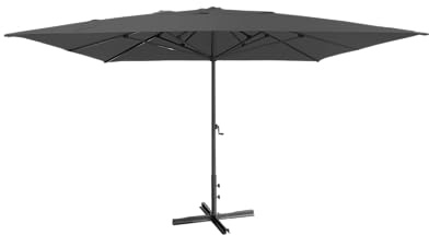 METRO Professional Ombrellone quadrato con apertura a manovella, 4 x 4 x 2.93 m, idrorepellente, protezione UV 50+, nero/grigio