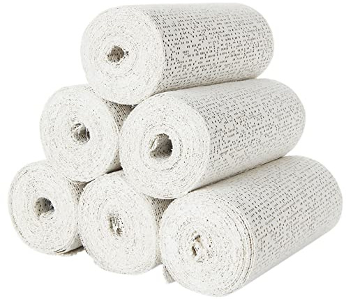 6 Pack Plaster Gauze Bandage for Hobby Craft, Each Roll 6” x 180” Plaster Cloth Rolls Bulk, Cloth Gauze Bandage for Masks, Scenery, Belly Cast (6 Inch x 15Ft/ 5yd)