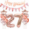 Deko 27. Geburtstag Rosegold - Luftballons, Girlande, Banner für Frauen - Dekoration Set