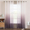 EMEMA Gardinen Transparent Vorhänge Voile Sheer Vorhang mit Ösen Farbverlauf Dekoschal Fensterschal für Schlafzimmer und Wohnzimmer 175 cm x 140 cm(H x B) 2er Set Weiß Lila