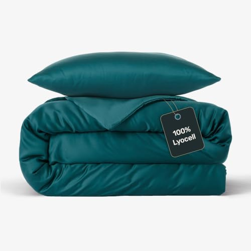 twenty:three Lyocell Bettwäsche (1x) 200x220 + (2X) 40x80 Juice Petrol - 100% Tencel - Gewonnen aus Eukalyptus - Hochwertig - Nachhaltig - Atmungsaktiv - Luxus - Hypoallergen