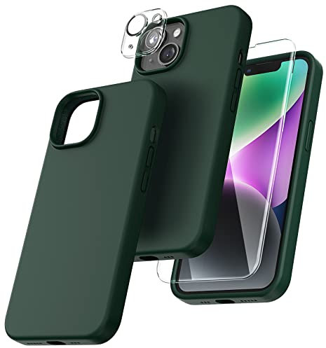 TOCOL für iPhone 14 Plus Hülle Silikon, Stoßfest Anti-Rutsch Anti-Fingerabdruck Kratzfest Handyhülle für iPhone 14 Plus Case, Alpingrün