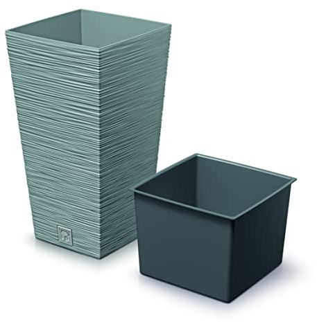 URBNLIVING XL Large Square Tall Modern Look Planter Flower Plant Pot Indoor Outdoor Garden Decor (Concrete)