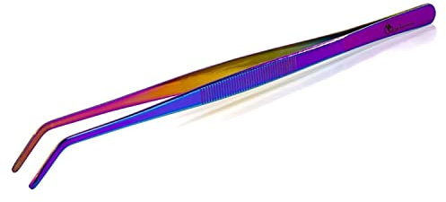 Dschinni Crab Shisha Kohlezange Edelstahl 30cm - Shisha Kohle Zange rostfrei, hitzebeständig, lebensmittelecht, rutschsicher - Perfekte Handhabung und Langlebigkeit (Purple Rain)