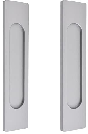 MOROBOR Tiradores de puerta corredera ovalados autoadhesivos,2 piezas de aleación de aluminio gris mate,mango sin perforaciones para puertas corredizas de granero, ventanas, gabinetes, Gris Mate-2pcs