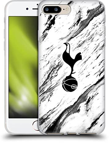 Head Case Designs Officially Licensed Tottenham Hotspur F.C. Black And White Marble Badge Soft Gel Case Compatible With Apple iPhone 7 Plus/iPhone 8 Plus