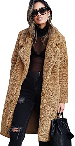 Giacca Pile Donna Teddy Cappotto Lungo Donna Giacca Termica Felpata Sherpa Donna Fleece Jacket Invernale Giubbotto Pile Peloso Felpato Giacche Pile Felpate Teddy Donna Giacca Orsetto Pelosa Donna L