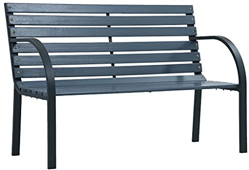 KRHINO Sitzbank Modern Parkbank, Gartenbank 120 cm Grau Holz Blumenbank Sitzbank Garten Balkon Balkonbank Grau