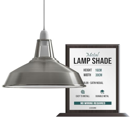LEDSone Vintage Industrielle Pendelleuchten, Retro Modern Style Metall Lampenschirme, Antike Schirme für Deckenleuchten, Lampenschirme (Satin-Nickel)